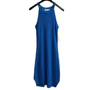 Eliza J Dress Women XL Royal Blue Crochet Knit Midi Sleeveless Boho Hippie